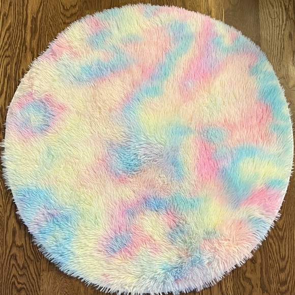 Rainbow / unicorn round rug - Picture 1 of 2